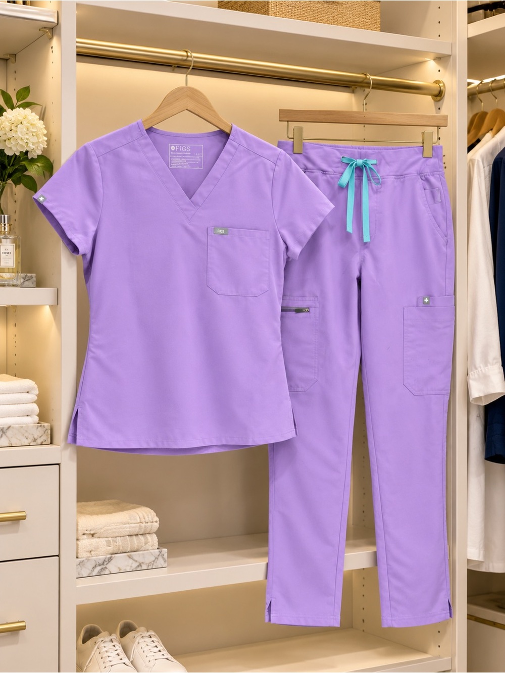 FIGS Lilac Dawn Retired Scrub Set XS/P Catarina Top Yola High Waist Pants 💜